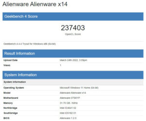 Alienware X14 GeekBench 4