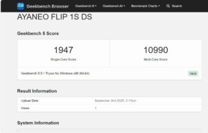 AYANEO FLIP 1S DS ベンチマーク geekbench