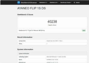 AYANEO FLIP 1S DS ベンチマーク geekbench