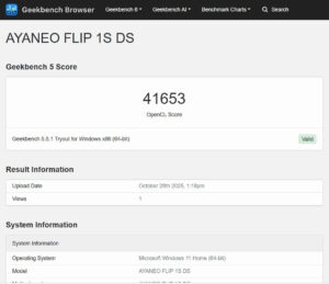 AYANEO FLIP 1S DS ベンチマーク geekbench