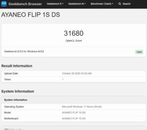 AYANEO FLIP 1S DS ベンチマーク geekbench